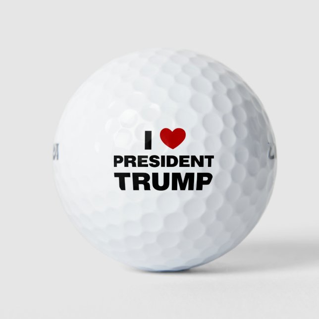 Balles De Golf I Love Président Trump Heart (Devant)