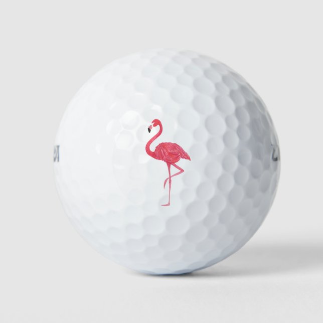 Balles De Golf Illustration d'aquarelle Flamant rose rose (Devant)