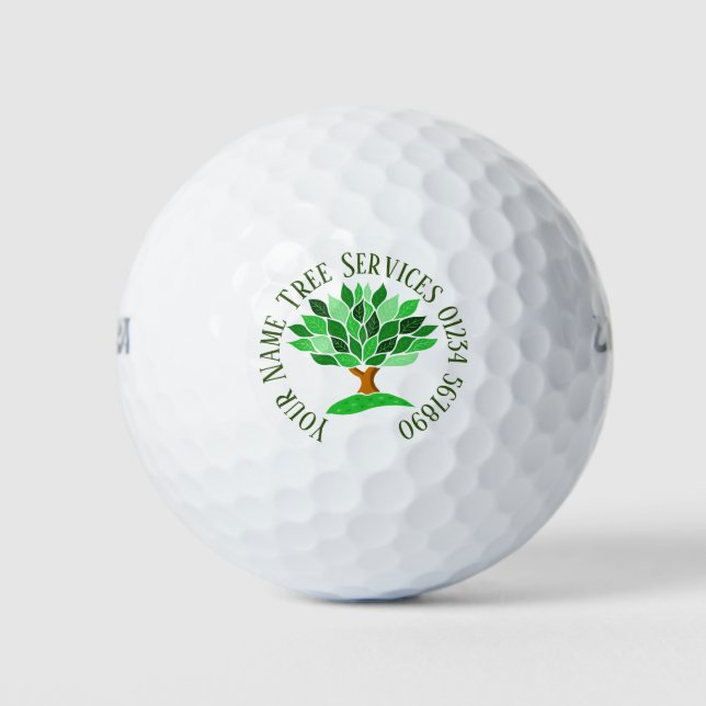 Balles De Golf Illustration d'arbre avec Motif Feuille vert. (Devant)