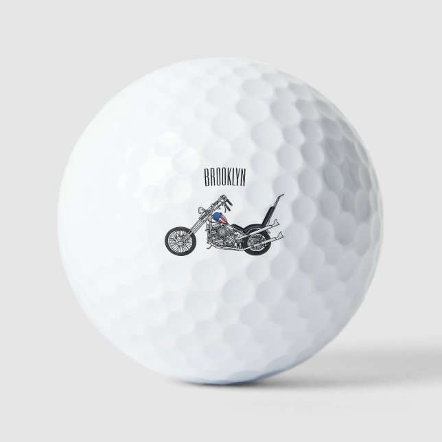 Balles De Golf Illustration de Chopper Motorcycle 1950 (Recto)