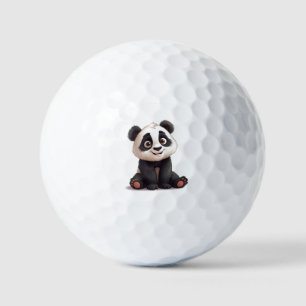 Balles De Golf Illustration de dessin animé d'ours panda assis