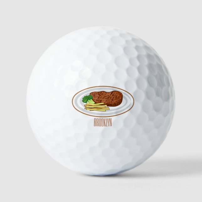 Balles De Golf Illustration de dessin de steak (Recto)
