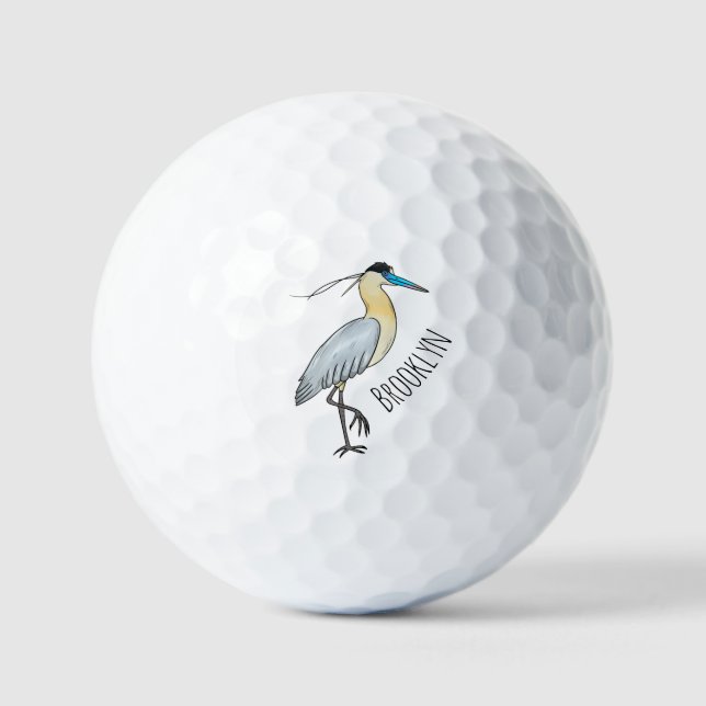 Balles De Golf Illustration de dessin d'oiseau de héron plafonné (Recto)