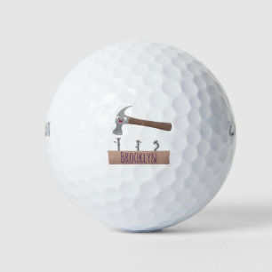 Balles De Golf Illustration de dessin mignon, marteau et ongles
