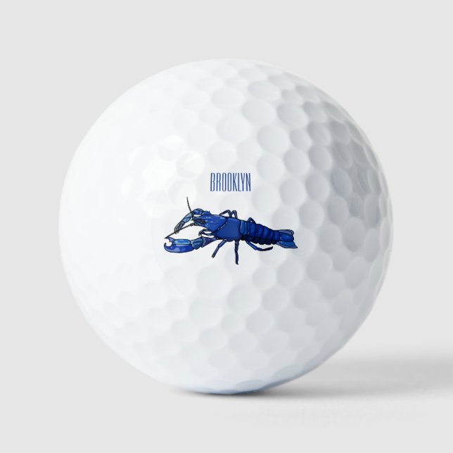 Balles De Golf Illustration de l'écrevisse marron bleu (Recto)