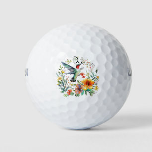 Balles De Golf Illustration de monogramme aquarelle colibri