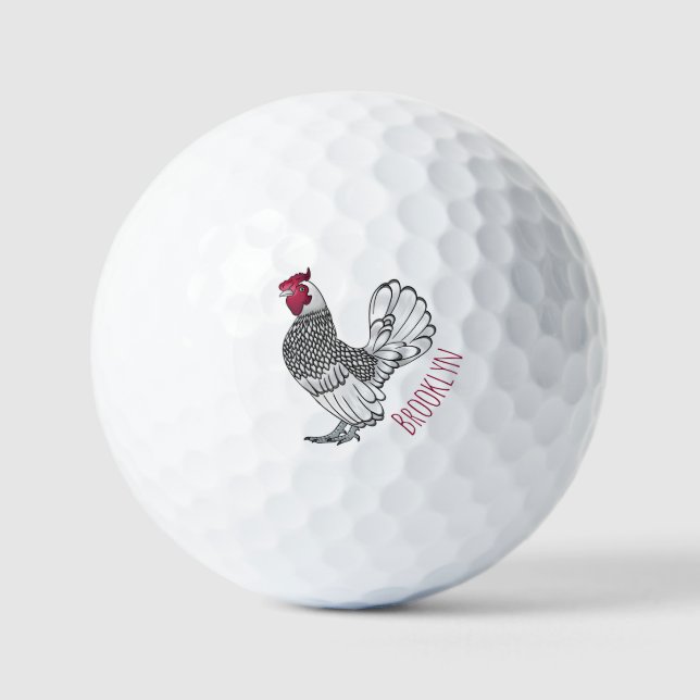 Balles De Golf Illustration de poulet Sebright (Recto)