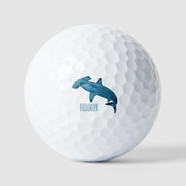 Balles De Golf Illustration de requin marteau (Recto)