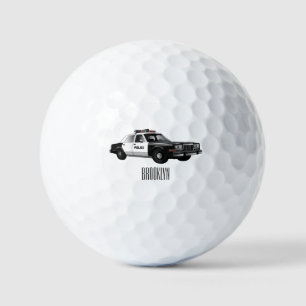Balles De Golf Illustration de voiture de police dessin animé