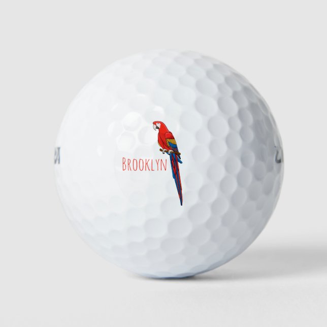 Balles De Golf Illustration du perroquet de macaw Scarlet (Devant)