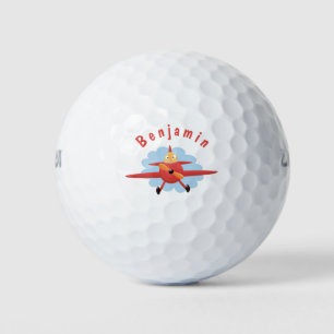 Balles De Golf Illustration d'un avion rouge volant mignon