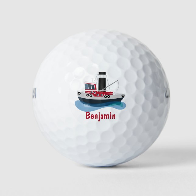 Balles De Golf Illustration d'un bateau à chalutier mignon (Devant)