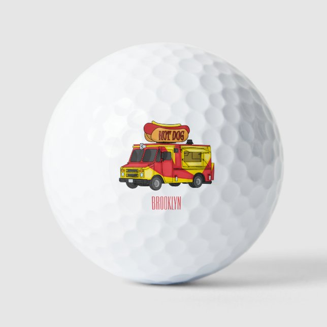 Balles De Golf Illustration d'un camion de nourriture pour chien  (Recto)