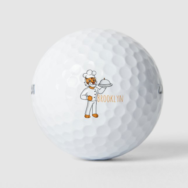 Balles De Golf Illustration d'un chef tigre drôle et mignon (Devant)