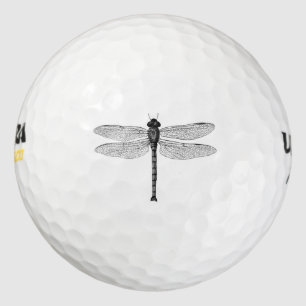 Balles De Golf Illustration noire et blanche vintage de libellule