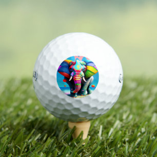 Balles De Golf Impression d'éléphant arc-en-ciel drôle et ludique