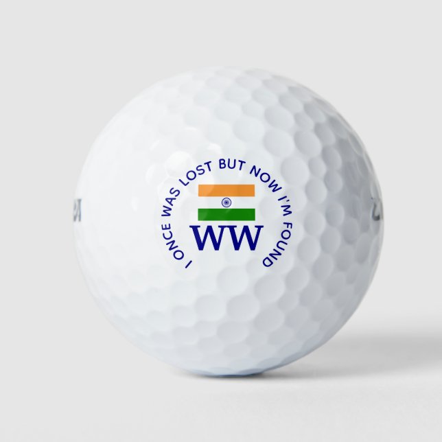 Balles De Golf INDIA FLAG Perdu Et Trouvé Christian Monogram (Devant)
