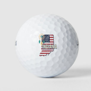Balles De Golf Indiana State United States Retro Map Vintage USA