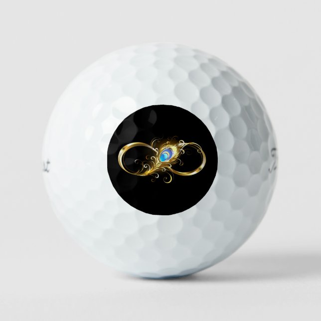 Balles De Golf Infinité avec plume de paon doré (Recto)