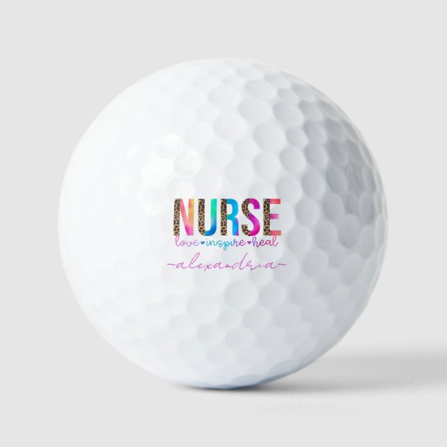 Balles De Golf Infirmière - Amour, Inspirer, Guérir (Recto)