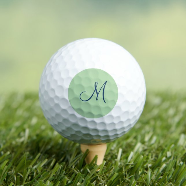 Balles De Golf Initiale monogramme de script bleu vert  (T-shirt Insitu)