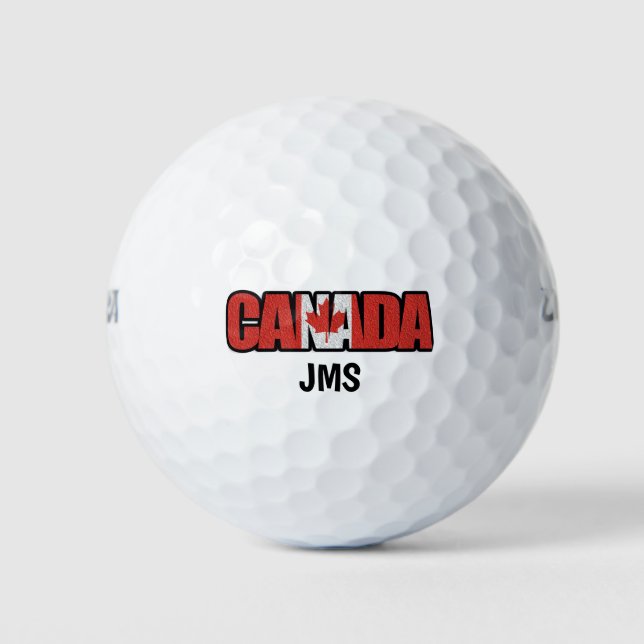 Balles De Golf Initiales du monogramme de la feuille d'érable rou (Devant)