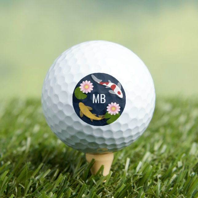 Balles De Golf Initiales du monogramme japonais Koi (T-shirt Insitu)