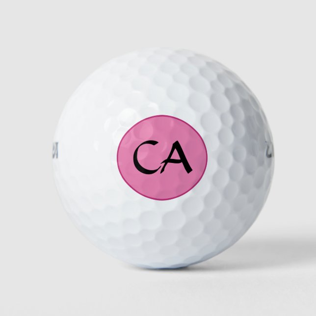 Balles De Golf Initiales du Monogramme rose moderne personnalisée (Devant)