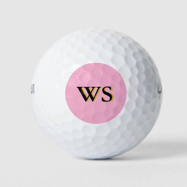 Balles De Golf Initiales du Monogramme rose moderne personnalisée (Devant)