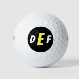 Balles De Golf Initiales Monogrammes modernes pour hommes Jaune