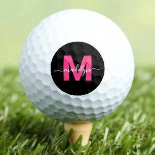 Balles De Golf Initiales Personnalisées Monogramme Rose Moderne