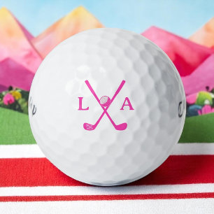 Balles De Golf Initiales roses avec Clubs croisés pour elle