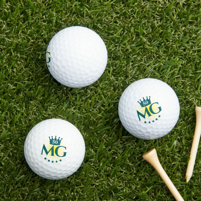 Balles De Golf Initiales Turquoises foncées Étoiles de la Couronn (Herbe in situ)