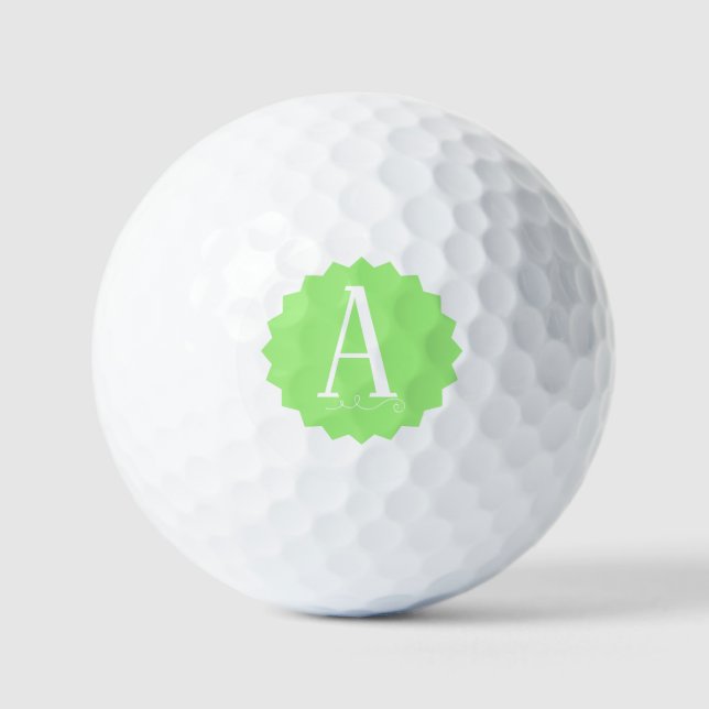 Balles de Golf Initiales Vert Citron (Recto)