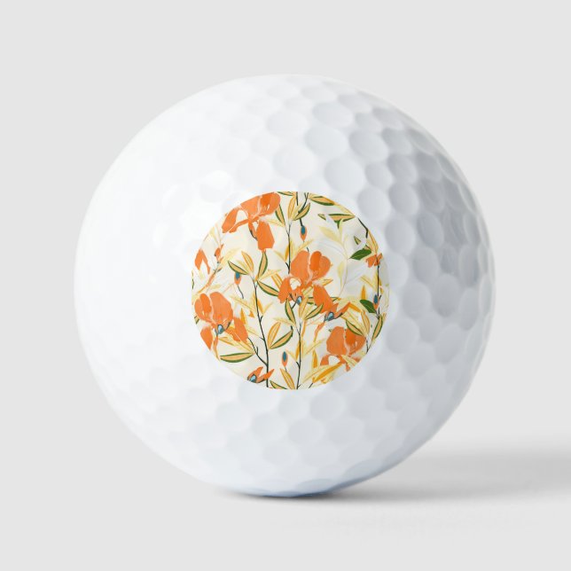 Balles De Golf Iris orange : motif floral transparent (Recto)
