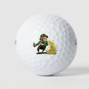 Balles De Golf Irlandais Leprechaun Jetant Des Cookies Chanceux D