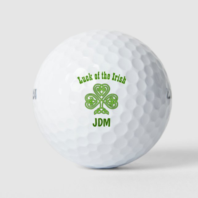 Balles De Golf Irlandais Lucky Luck Celtic Shamrock Clover Monogr (Devant)