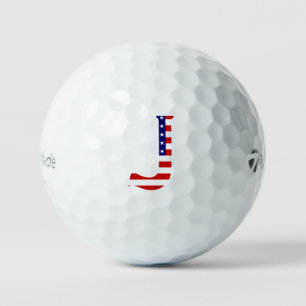 Balles De Golf J Monogram superposé sur le drapeau américain tmtp