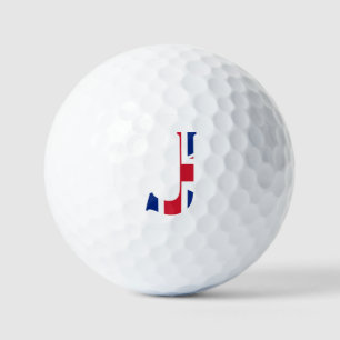 Balles De Golf J Monogram superposé sur Union Jack Flag va gbcnt