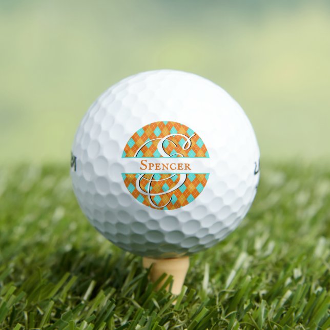 Balles De Golf Jacquard orange et turquoise Prêppy Classy Golf (T-shirt Insitu)