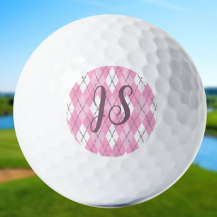 Balles De Golf Jacquard rose pâle mignon dames monogramme personn