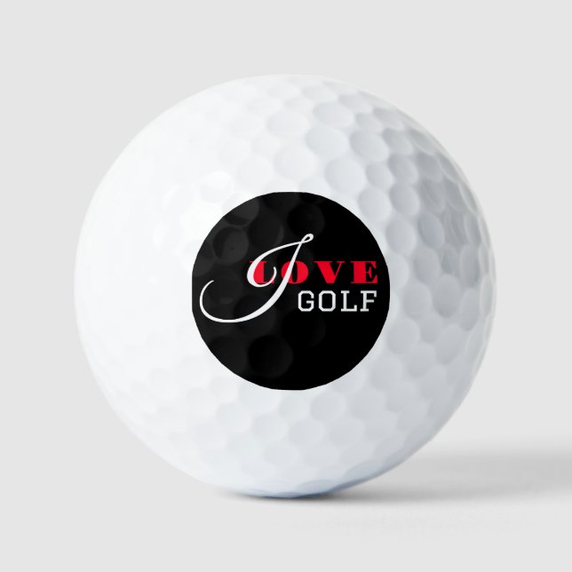 Balles De Golf J'adore le golf (ajoutez votre texte) Black Valent (Recto)