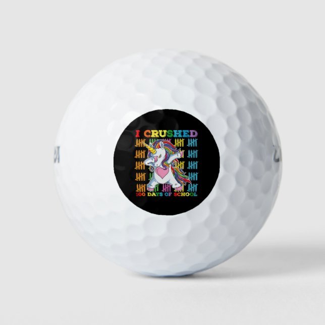Balles De Golf J'Ai Écrasé 100 Jours D'École Unicorne (Devant)
