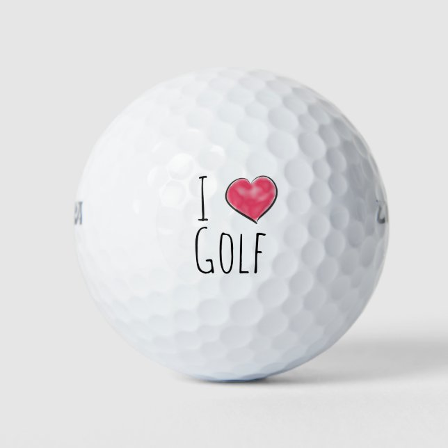 Balles De Golf J'aime le coeur rouge du golf (Devant)