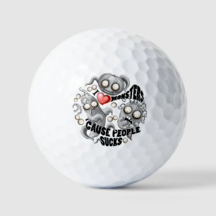 Balles De Golf J'aime les monstres parce que les gens aiment les 