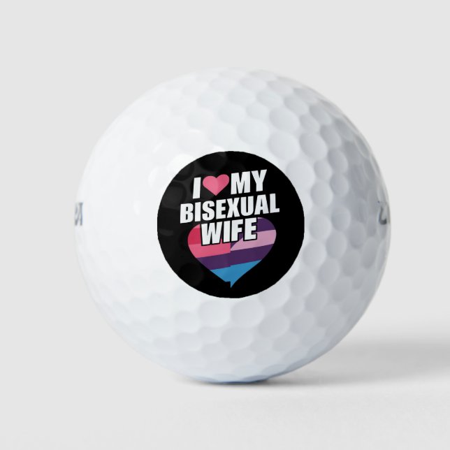 Balles De Golf J'Aime Mon Bisexuel Femme Bi Pride Bisexual Drapea (Devant)