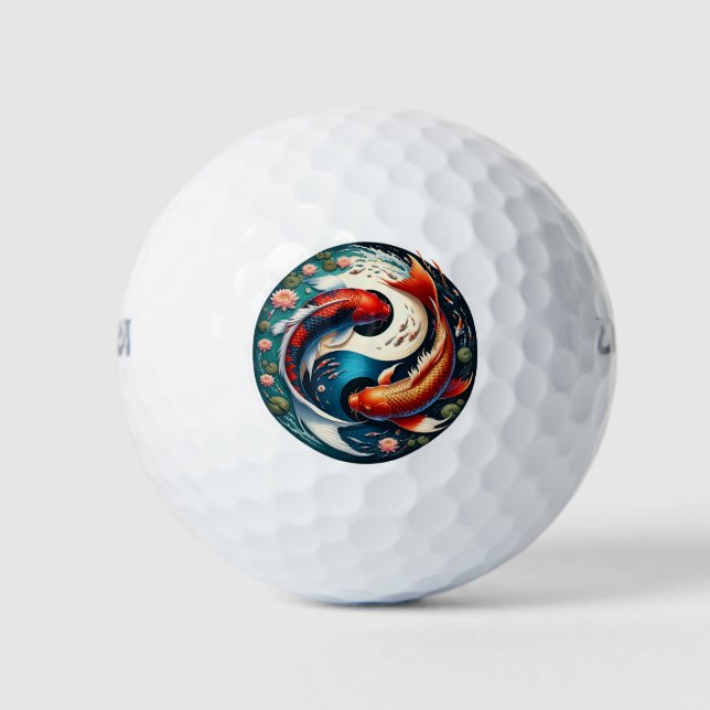 Balles De Golf Japonais Koi Fish Yin Yang (Devant)