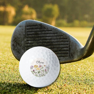 Balles De Golf Jardin de fleurs sauvages à aquarelle personnalisé