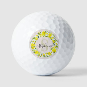 Balles De Golf Jaune Daffodique Blanc Garland Nom Monogramme