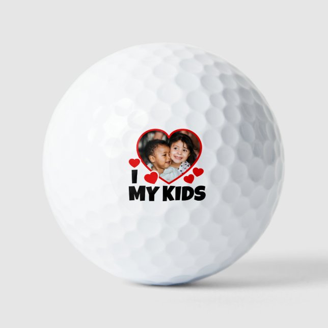 Balles De Golf J'Coeur Mes Enfants Photo Personnalisée (Recto)